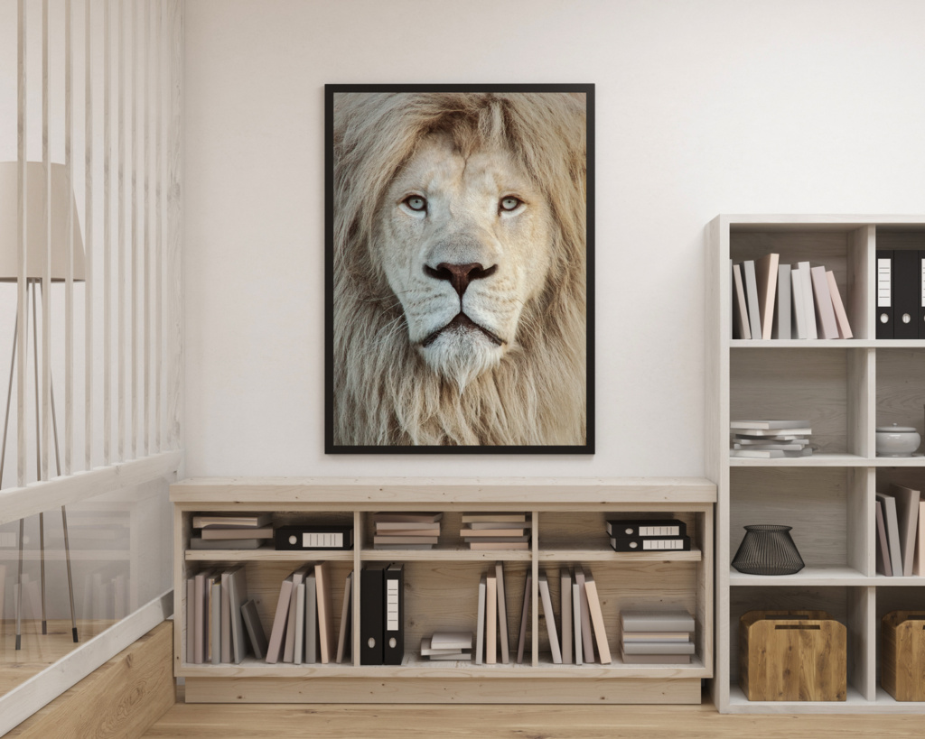 Obrazy ze zwierzętami na ścianę - piękny portret lwa jako obraz